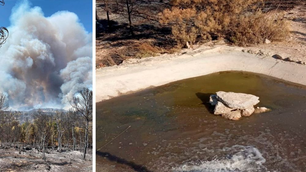 Los cazadores ya están llevando agua a los terrenos quemados de Venta del Moro