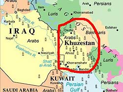  En rojo, la zona de Juzestán (Khuzestán) donde se ha prohibido la caza.