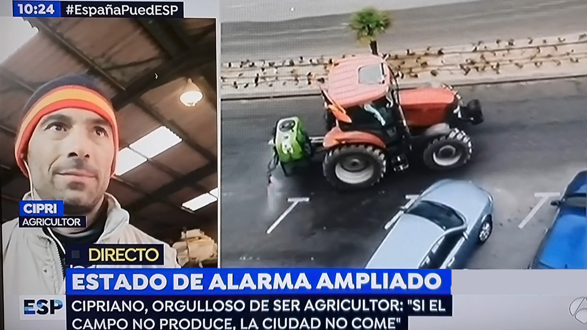  Agricultores a dispocición de Madrid para desinfectar calles