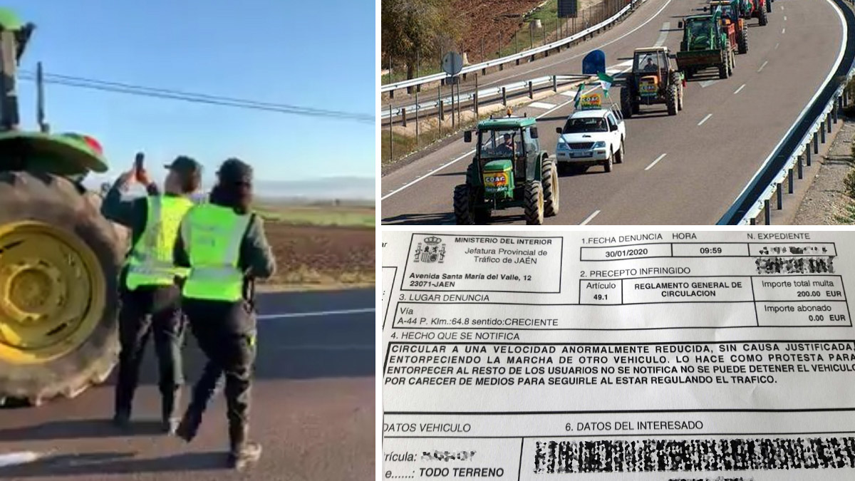 Guardia Civill multa vehículos manifestación Jaén