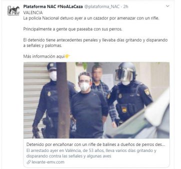 Ridículo de la Plataforma no a la Caza al confundir delincuente con cazador