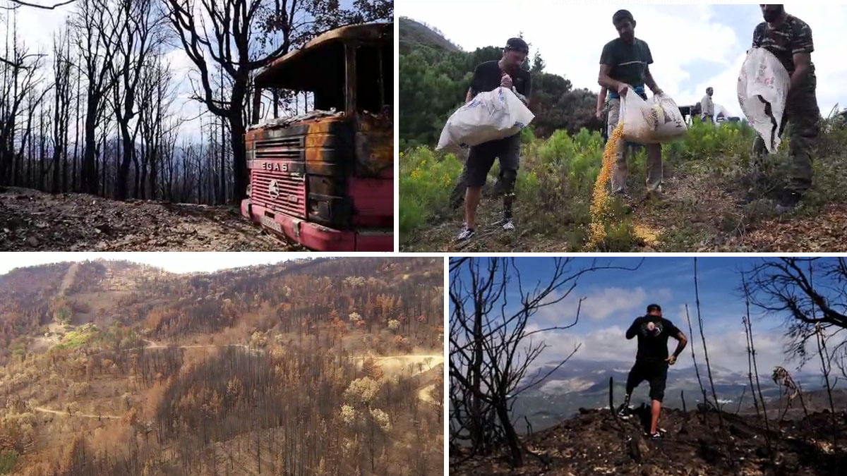  cazadores llevan alimento a zona incendio Sierra Bermeja
