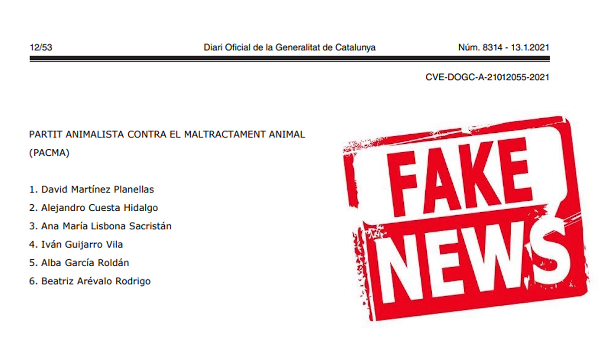  fake news Pacma sí se presenta a las elecciones catalanas