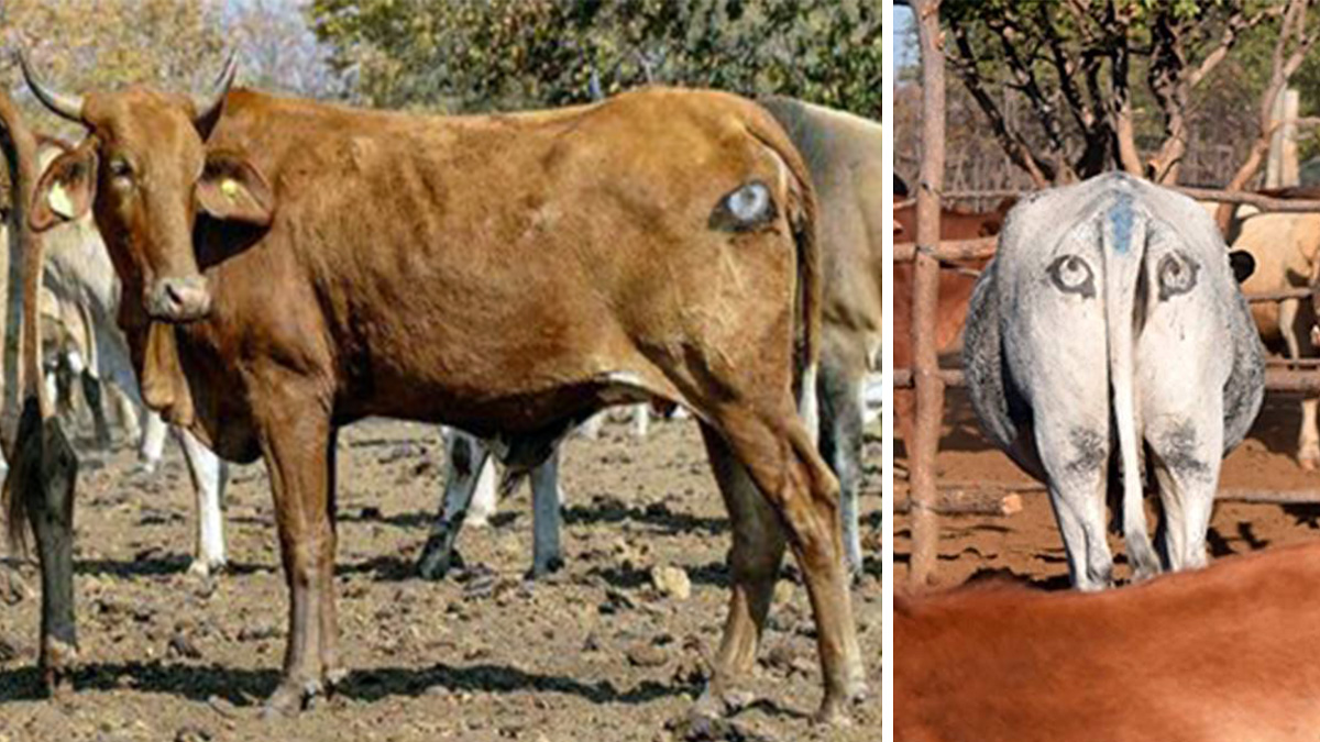  Pintan ojos en trasero vacas para evitar ataques depredadores