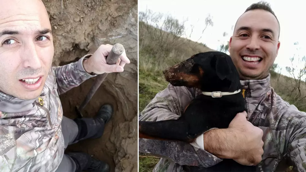 Tres días sin parar hasta rescatar a su perra, tragada por la tierra