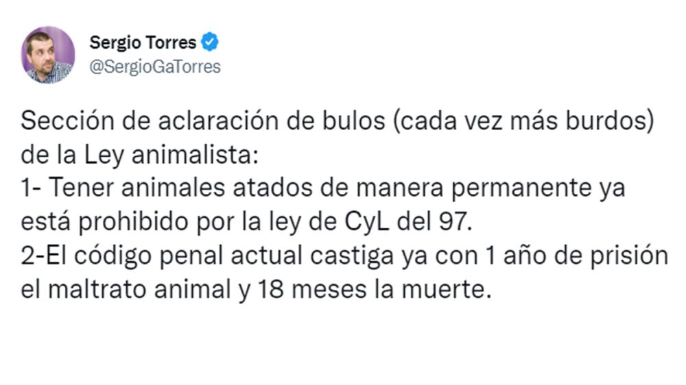 Sergio García Torres reconoce que los perros ya están protegidos por la ley, desmintiéndose a sí mismo
