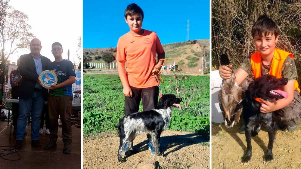 Un joven cazador de 12 años obtiene el primer premio en una prueba de trabajo para perros de pluma