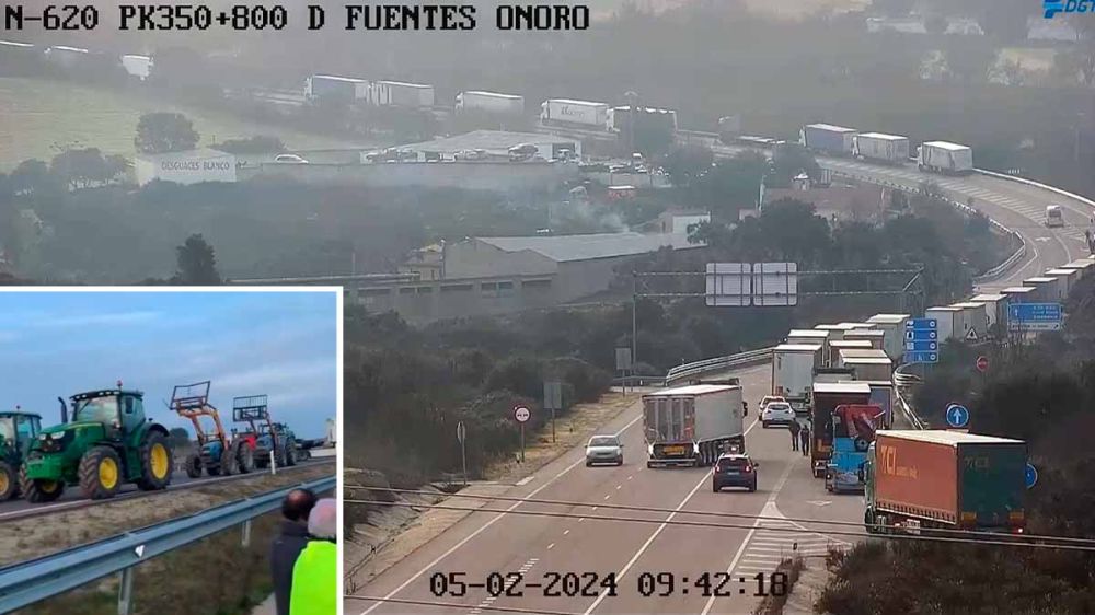 Esto va en serio: los agricultores de Salamanca cortan la autovía en la frontera de Portugal