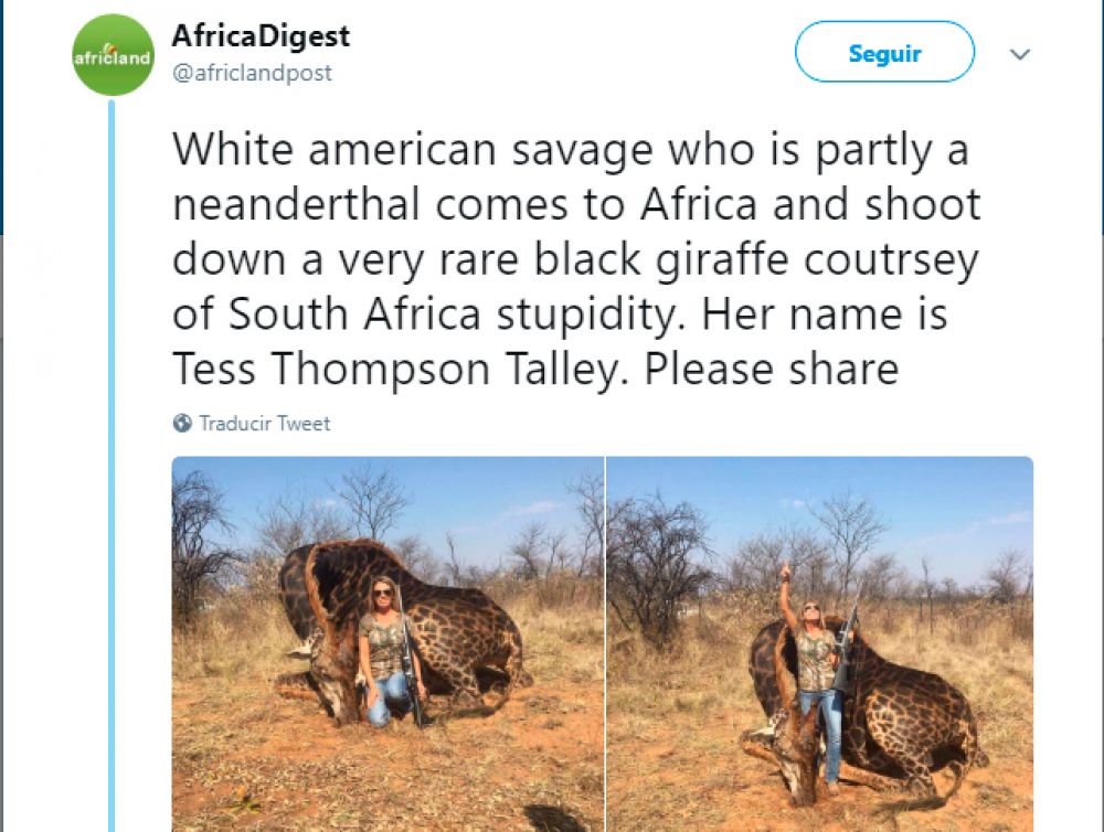 Incendia las redes sociales por posar con una jirafa