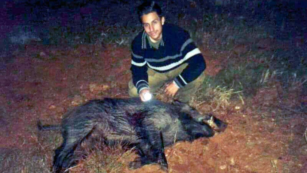 Un aguardo con suerte en una baña a la luz de la luna