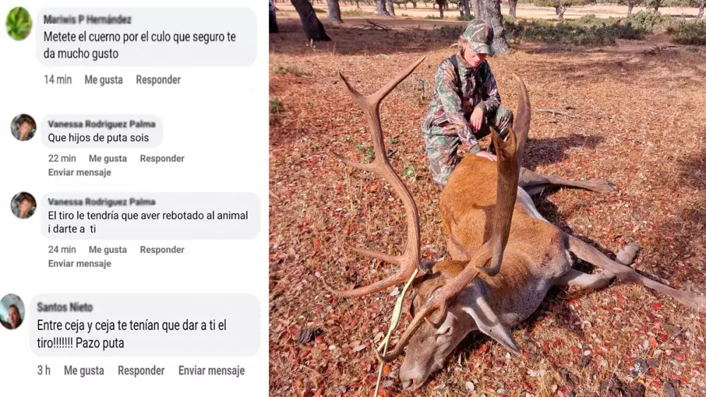 Una joven cazadora cumple su sueño de abatir un ciervo en berrea y animalistas radicales le desean la muerte por ello