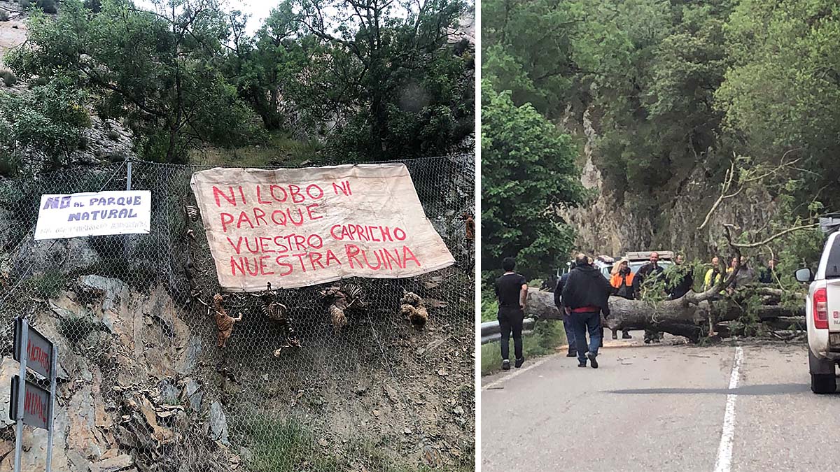cortes de carretera protesta parque natural y lobo La Rioja